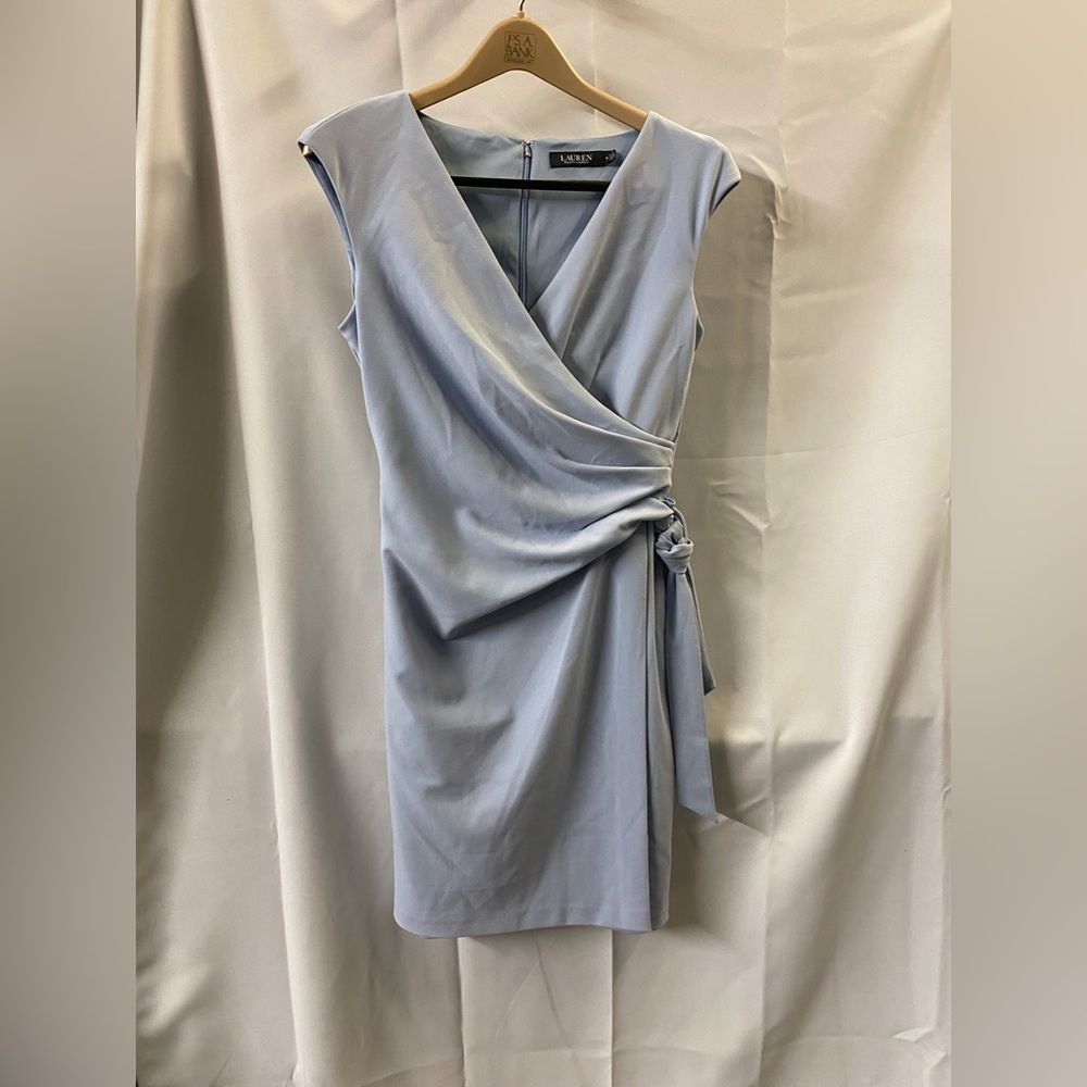 Lauren Ralph Lauren Light Blue Wrap Sheath Dress